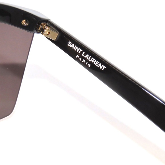 Saint Laurent Sun SL 537 Palace 001 Sunglasses - US Saint Laurent Palace SL537 537 001 Black Gold Gray Sunglasses